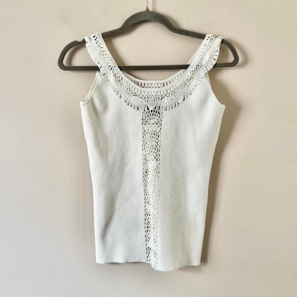 Vintage White Crochet Tank‎ Cotton